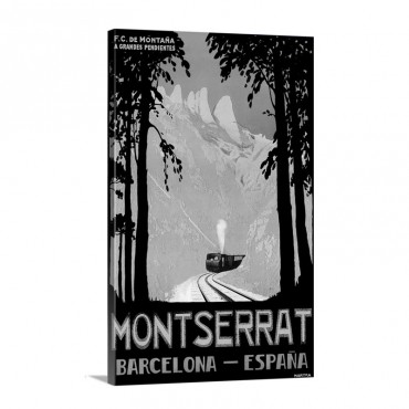 Montserrat Barcelona Spain Vintage Poster Wall Art - Canvas - Gallery Wrap
