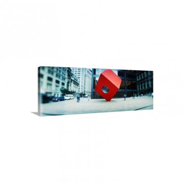 Monument In A City Noguchi Cube Helmsley Plaza New York City New York State Wall Art - Canvas - Gallery Wrap