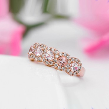 Morganite Rose Gold Wedding Ring