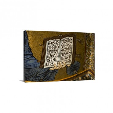 Mosaic Depicting Open Bible Held By Christ The Pantocrator Wall Art - Canvas - Gallery Wrap
