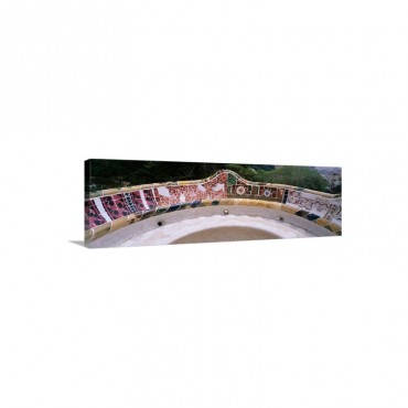 Mosaic Details Of A Bench Park Guell El Carmel Gracia Barcelona Catalonia Spain Wall Art - Canvas - Gallery Wrap