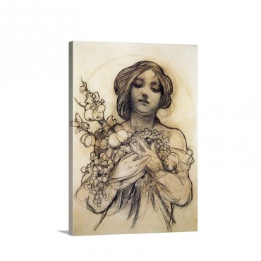 Mucha Study Of Woman With Fruit Wall Art - Canvas - Gallery Wrap