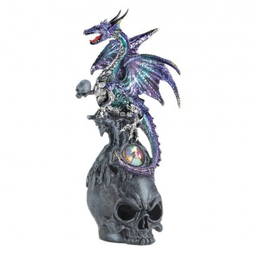 Mystical Jeweled Dragon Skull Figurine