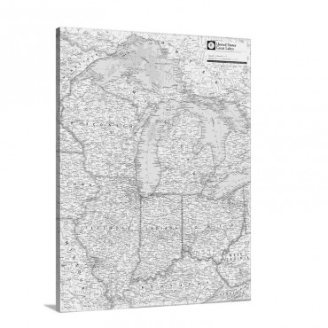 NGS Atlas Of The World 8th Ed Political Map Of The Great Lakes Region Wall Art - Canvas - Gallery Wrap
