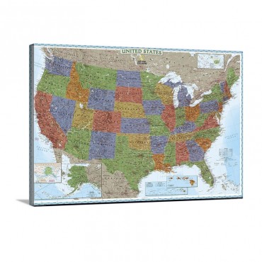 NGS Political Map Of The United States Of America Wall Art - Canvas - Gallery Wrap
