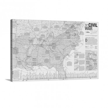 National Geographic Map Showing States Embroiled In The Civil War Wall Art - Canvas - Gallery Wrap