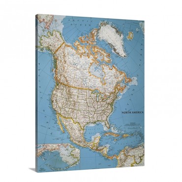 National Geographic Political Map Of North America Wall Art - Canvas - Gallery Wrap