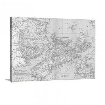 New Brunswick Nova Scotia And Prince Edward Island Vintage Map Wall Art - Canvas - Gallery Wrap
