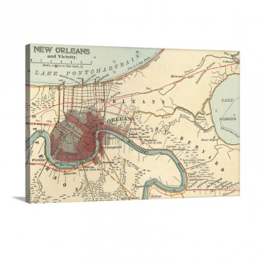 New Orleans Vintage Map Wall Art - Canvas - Gallery Wrap