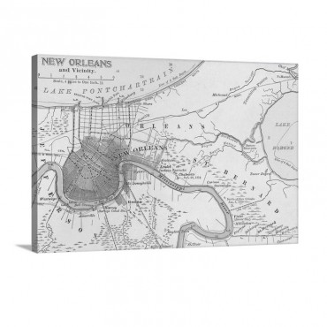 New Orleans Vintage Map Wall Art - Canvas - Gallery Wrap