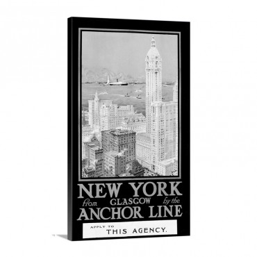 New York Anchor Line Vintage Poster Wall Art - Canvas - Gallery Wrap
