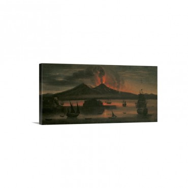 Night Eruption Of Vesuvius And The Gulf Of Naples 1748 Italian Painting Wall Art - Canvas - Gallery Wrap