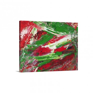 Oil Painting In Red Green And White Colors Front View Wall Art - Canvas - Gallery Wrap