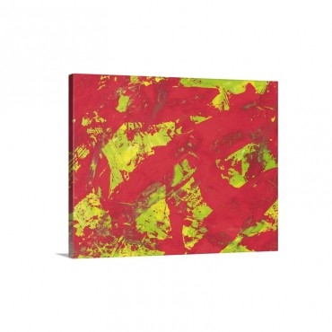 Oil Painting In Red Yellow And Green Colors Front View Wall Art - Canvas - Gallery Wrap