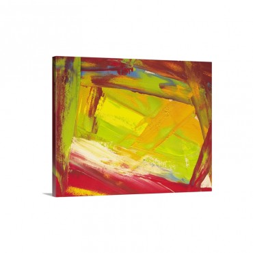 Oil Painting In Red Yellow And Orange Colors Front View Wall Art - Canvas - Gallery Wrap