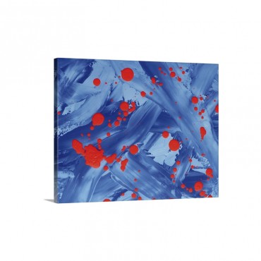 Oil Painting In Red And Blue And Light Blue Colors Front View Wall Art - Canvas - Gallery Wrap