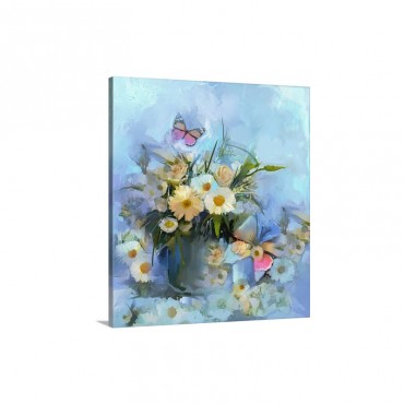 Oil Painting Of Flowers Wall Art - Canvas - Gallery Wrap