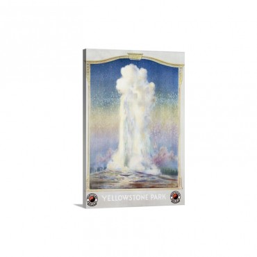 Old Faithful Geyser At Yellowstone Park Poster Wall Art - Canvas - Gallery Wrap