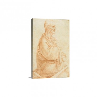 Old Man Seated Drawing By Apprentice Of Leonardo Da Vinci 1495 Royal Library Turin Wall Art - Canvas - Gallery Wrap
