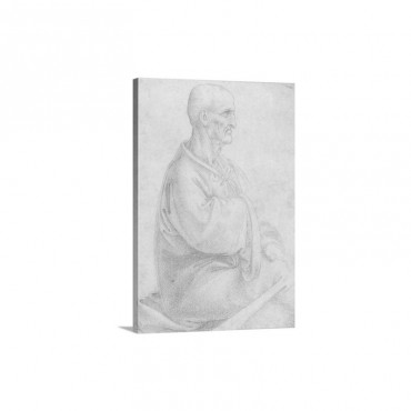 Old Man Seated Drawing By Apprentice Of Leonardo Da Vinci 1495 Royal Library Turin Wall Art - Canvas - Gallery Wrap