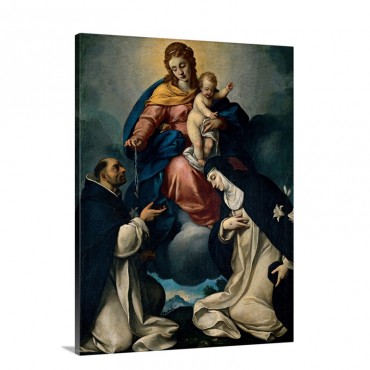 Our Lady Of The Rosary By Carlo Ceresa 1609 1679 Cremona Italy Wall Art - Canvas - Gallery Wrap