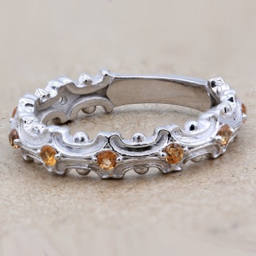 Yellow Sapphire Vine Dainty Stackable Ring 