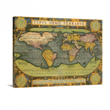 Oval World Map 1598 Wall Art - Canvas - Gallery Wrap