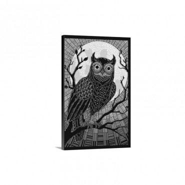 Owl Paper Mosaic Retro Art Poster Wall Art - Canvas - Gallery Wrap