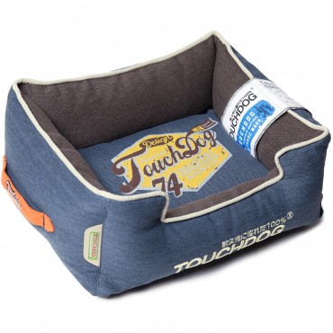 Touchdog Original Sporty Vintage Throwback Reversible Plush Rectangular Dog Bed