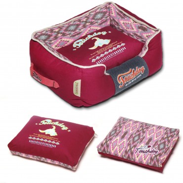 Touchdog 70's Vintage-Tribal Throwback Diamond Patterned Ultra-Plush Rectangular-Boxed Dog Bed