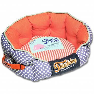 Touchdog Polka-Striped Polo Rounded Fashion Dog Bed
