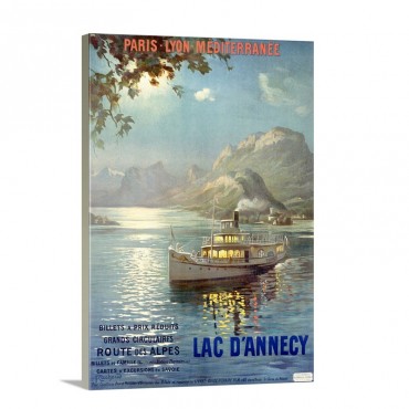 PLM Railroad Lake DAnnecy Vintage Poster Wall Art - Canvas - Gallery Wrap