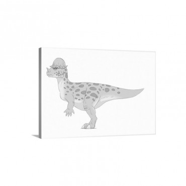 Pachycephalosaurus Pencil Drawing With Digital Color Wall Art - Canvas - Gallery Wrap