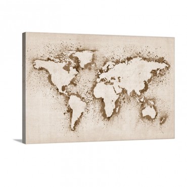 Paint Stencil Map Of The World Wall Art - Canvas - Gallery Wrap