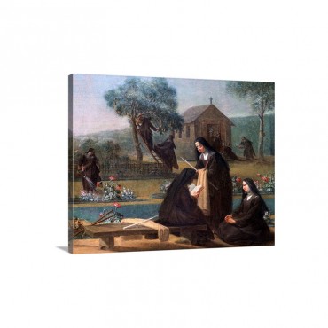 Painting Of Nuns Working In Garden Wall Art - Canvas - Gallery Wrap