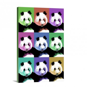 Panda Pop Art Visit the Zoo Retro Travel Poster Wall Art - Canvas - Gallery Wrap