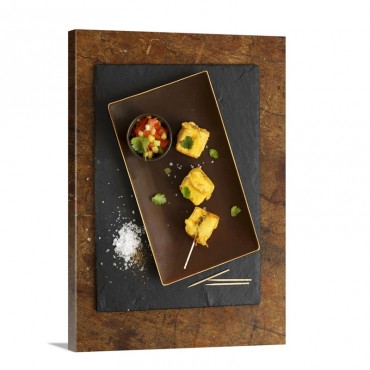 Paneer On Sticks Indian Cheese Dish Wall Art - Canvas - Gallery Wrap