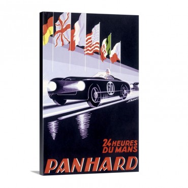 Panhard Le Mans Automobile Racing Vintage Poster Wall Art - Canvas - Gallery Wrap