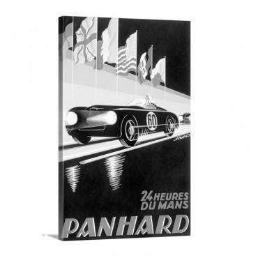 Panhard Le Mans Automobile Racing Vintage Poster Wall Art - Canvas - Gallery Wrap