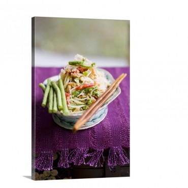 Papaya Salad With Snake Beans And Shrimps Thailand Wall Art - Canvas - Galleryr Wrap