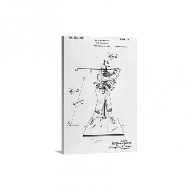Patent Drawing Of Golfer In Pose Wall Art - Canvas - Gallery Wrap