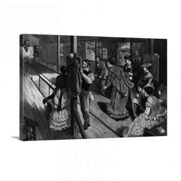 Patrons During Early Bowling Game Wall Art - Canvas - Gallery Wrap