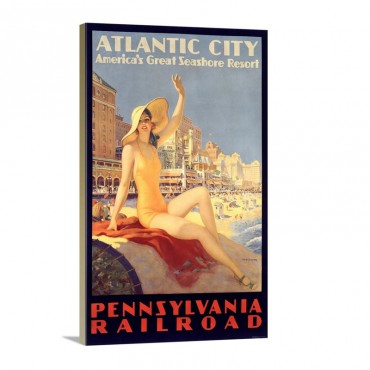 Pennsylvania Railroad Atlantic City Vintage Poster By Edward M Eggleston Wall Art - Canvas - Gallery Wrap