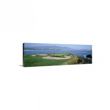 People Playing Golf At A Golf Course Pebble Beach Golf Links Pebble Beach California Wall Art - Canvas - Gallery Wrap