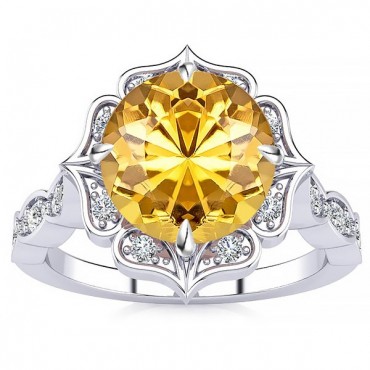 Permila Yellow Citrine Ring - White Gold