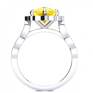 Permila Yellow Citrine Ring - White Gold