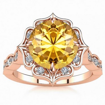 Permila Yellow Citrine Ring - Rose Gold