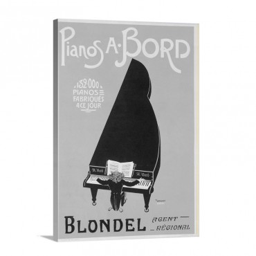 Pianos A Bord Vintage Poster By P F Grignon Wall Art - Canvas - Gallery Wrap