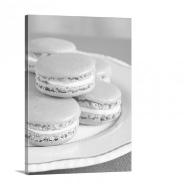 Pink Macaroons On A Plate Wall Art - Canvas - Gallery Wrap