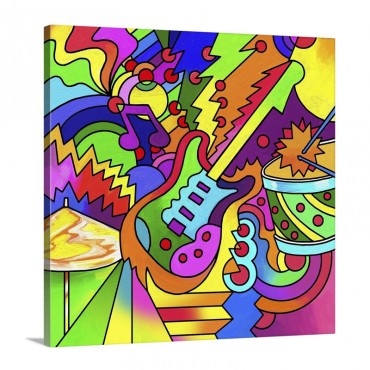 Pop Art Guitar Drum Wall Art - Canvas - Gallery Wrap